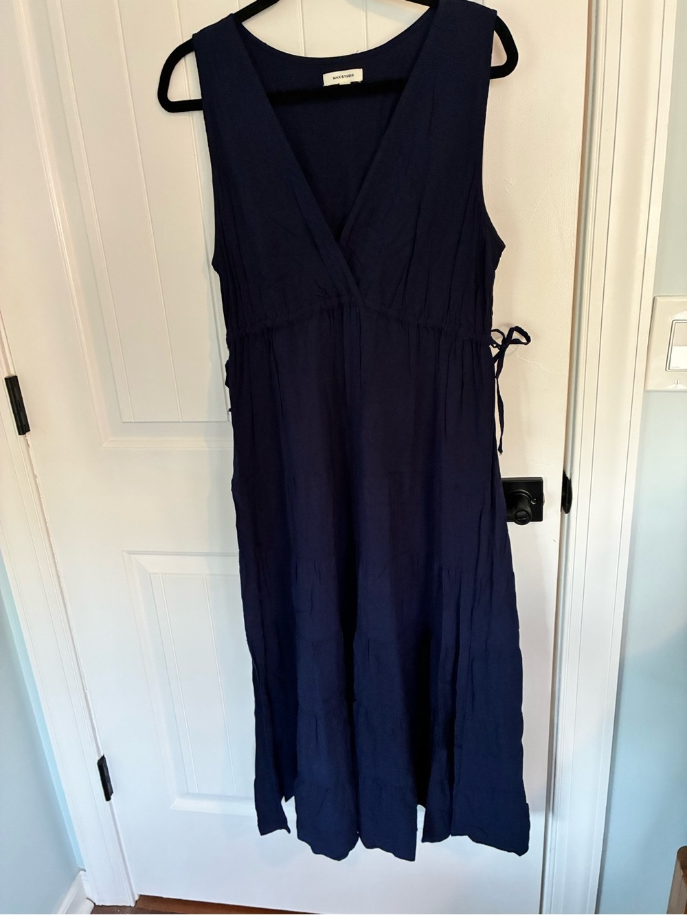 Max Studio Navy Sleeveless V-Neck Maxi Dress